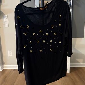 Belldini Black Top with Gold Metal circle Accents